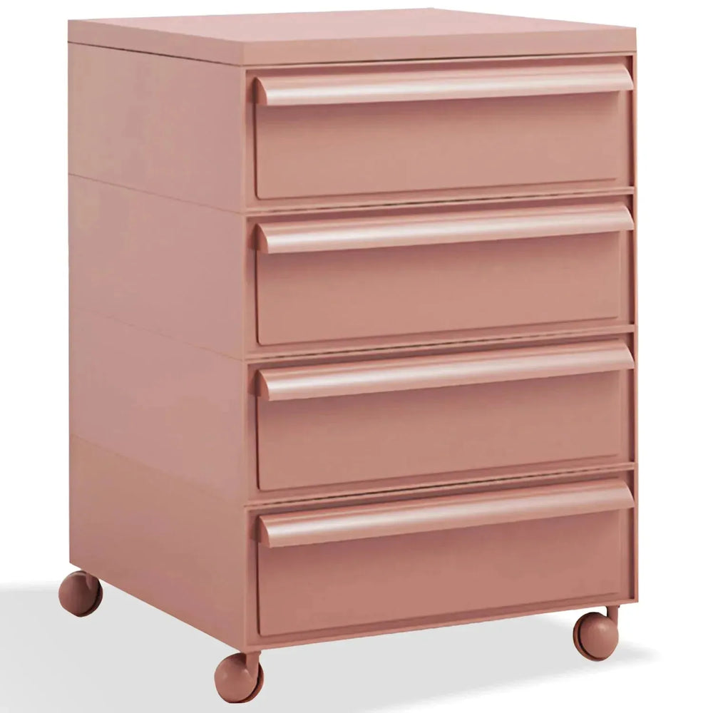 Cream plastic drawer cabinet truffle 4 drawer in white background.