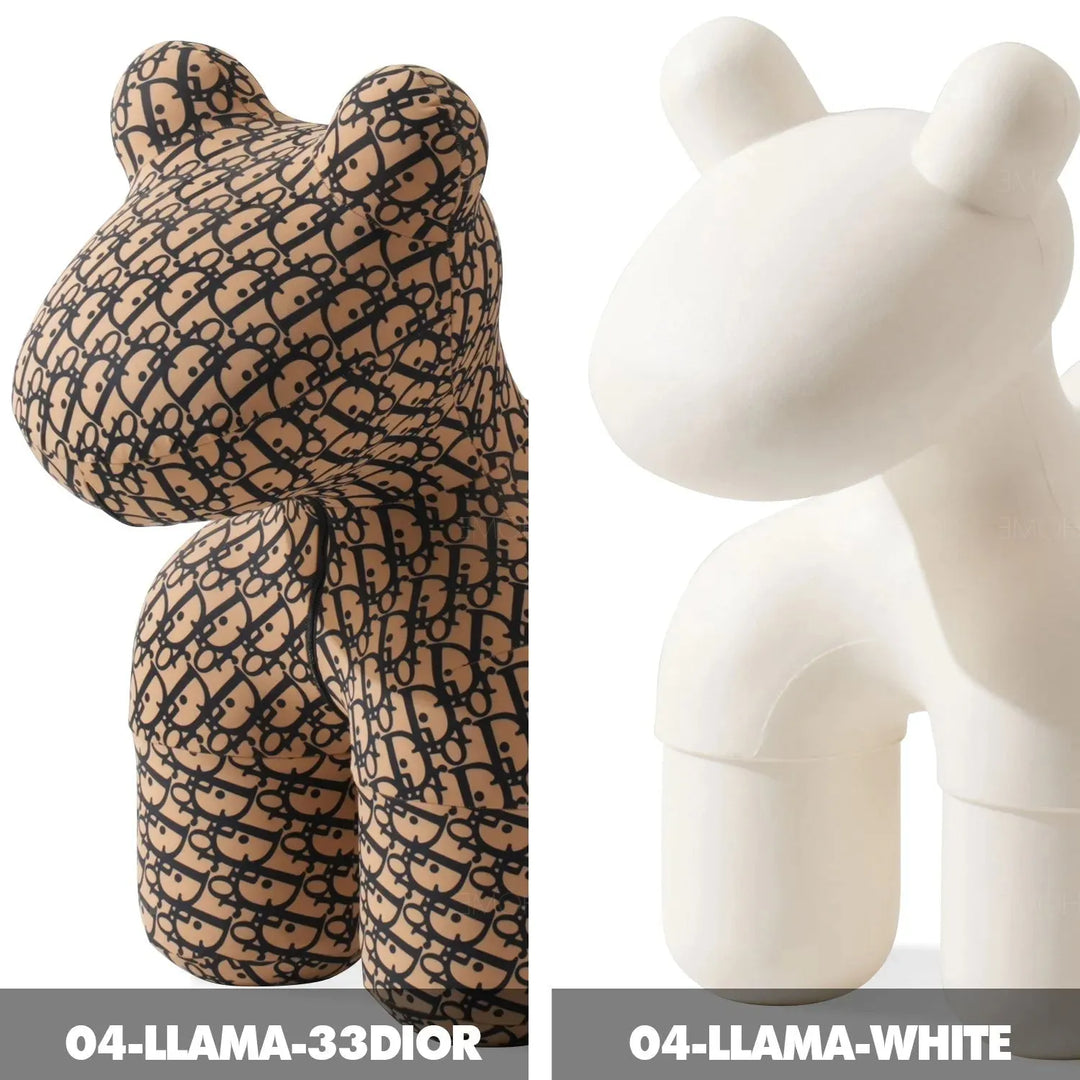 Cream polyethylene decor llama color swatches.