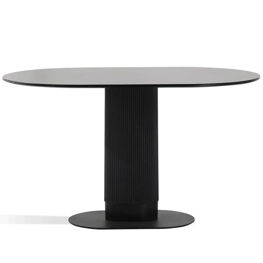 Modern wood dining table eclair in white background.