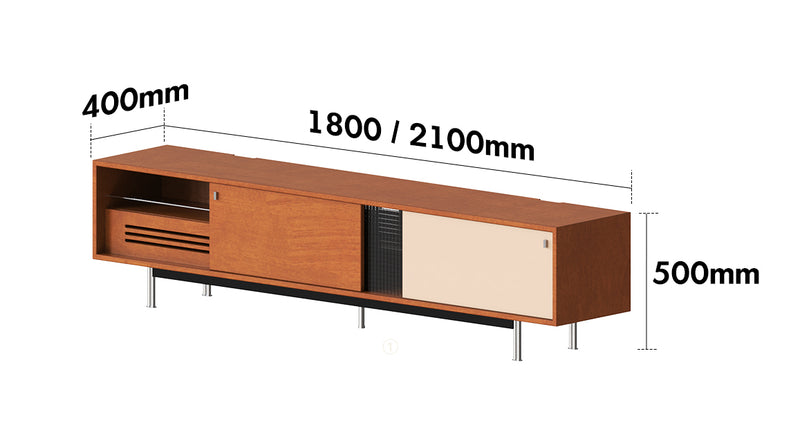 Bauhaus Boxwood TV Console PINECONE Size Chart