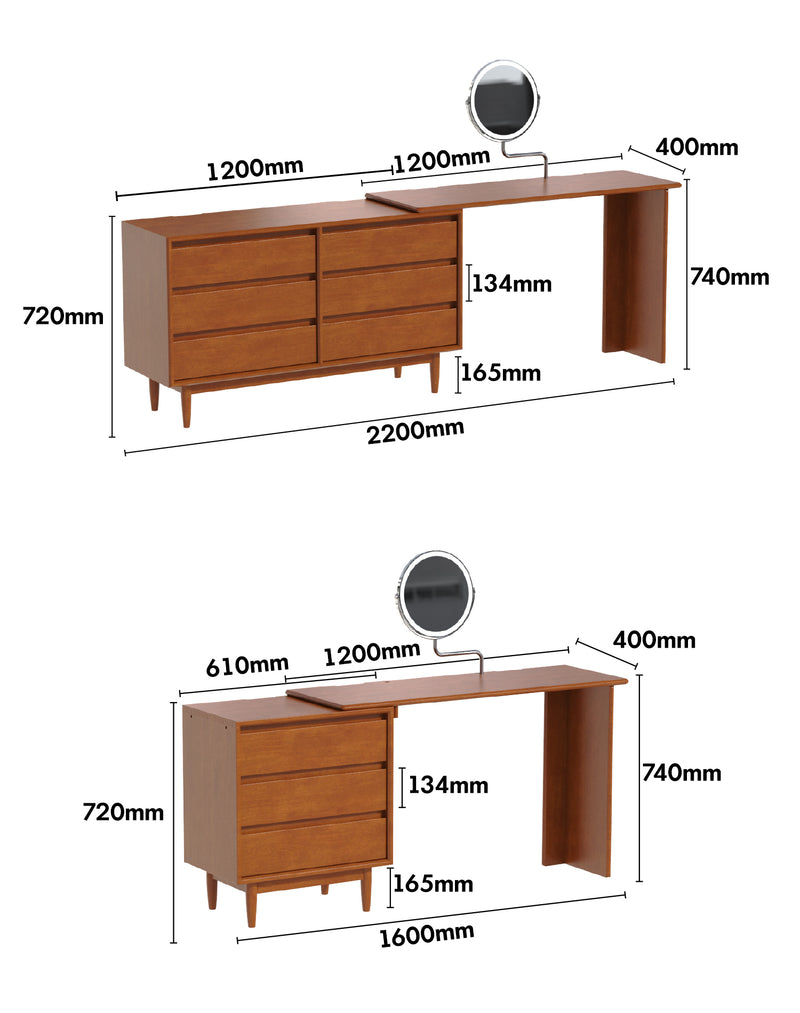 Vintage Boxwood Dressing Table VISTA Size Chart