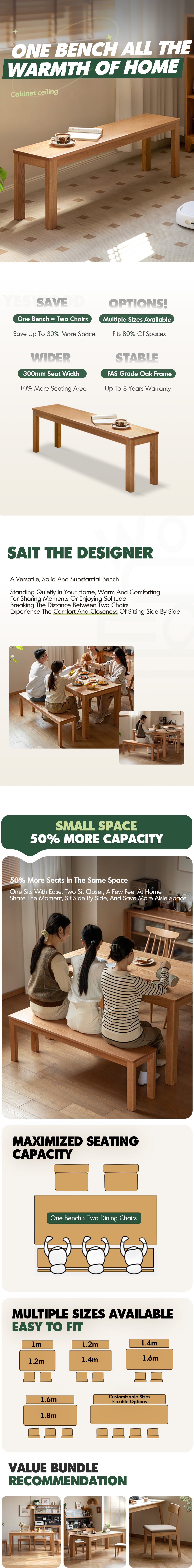 Scandinavian Wood Dining Bench BRICO Good to Know - 1