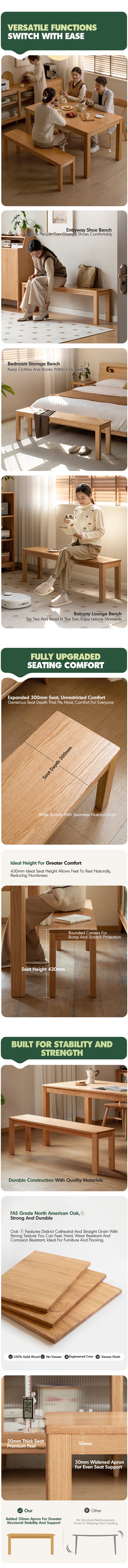 Scandinavian Wood Dining Bench BRICO Good to Know - 2