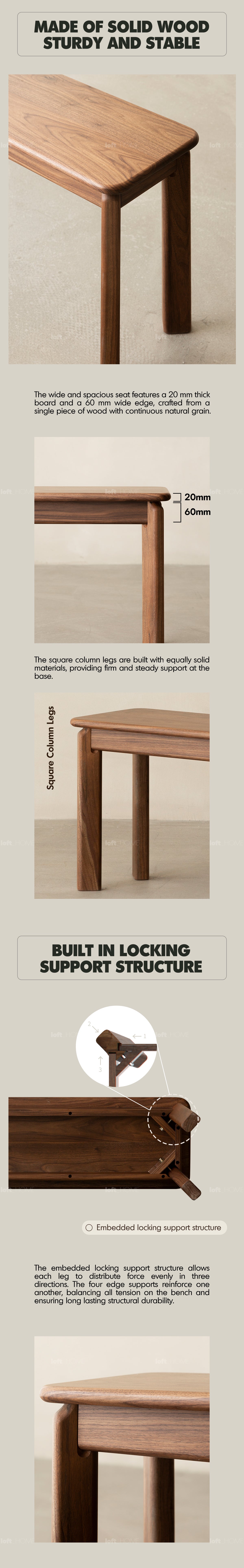 Japandi Walnut Wood Dining Bench RIVERIN Good to Know - 2