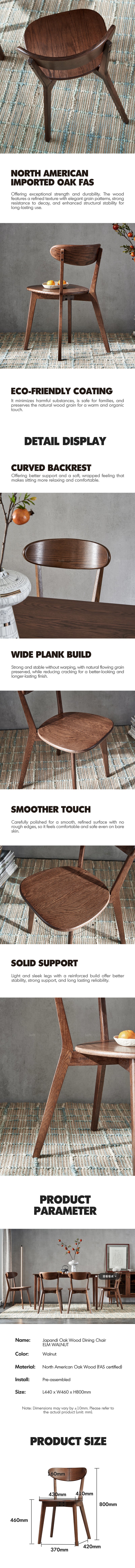 Japandi Oak Wood Dining Chair ELM WALNUT Good to Know - 2