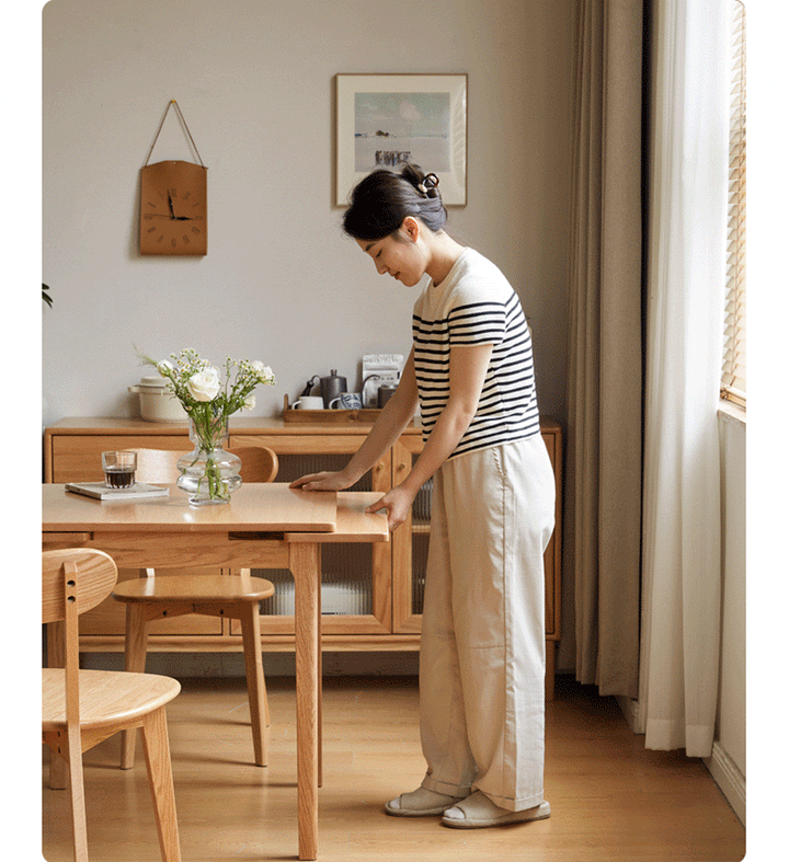 Scandinavian Oak Wood Extendable Dining Table EXTENDRA