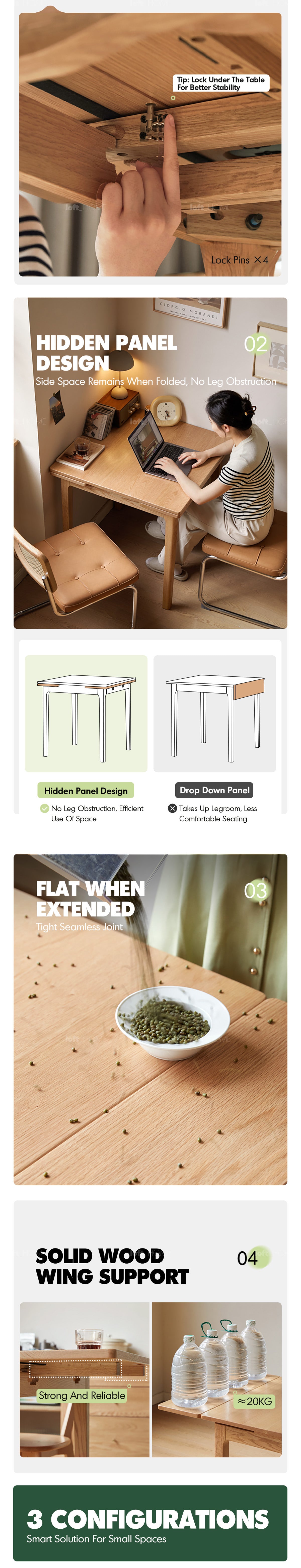 Scandinavian Oak Wood Extendable Dining Table EXTENDRA Good to Know - 3