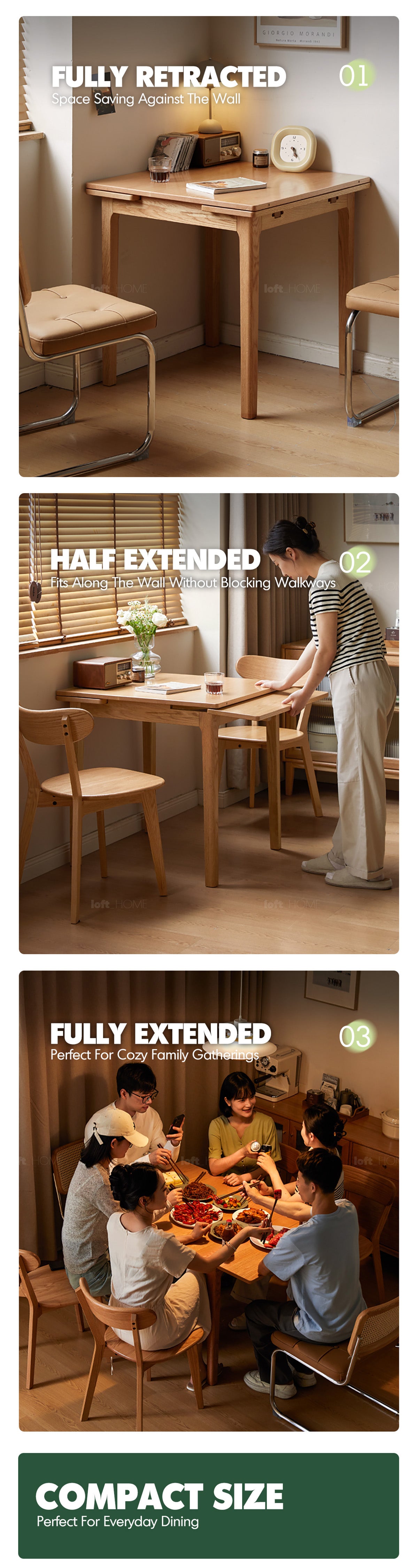 Scandinavian Oak Wood Extendable Dining Table EXTENDRA Good to Know - 5