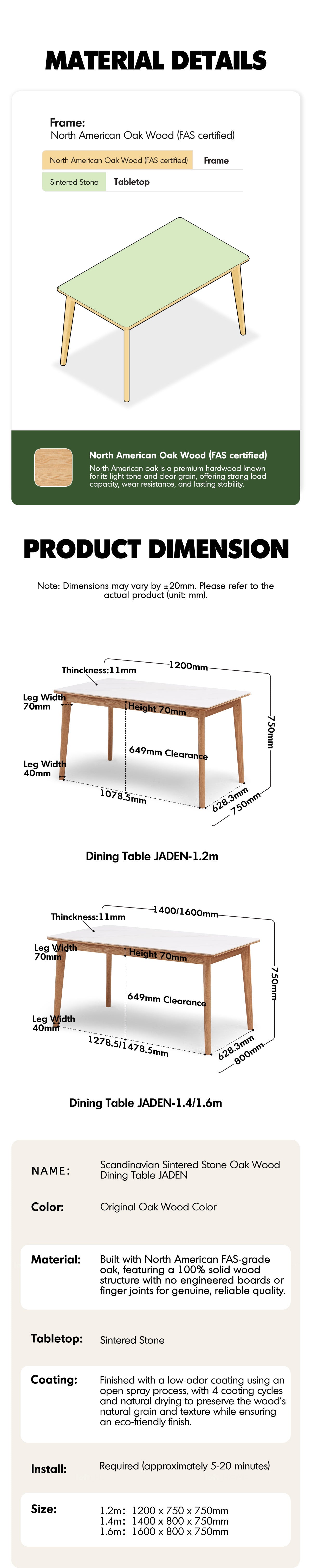 Scandinavian Sintered Stone Oak Wood Dining Table JADEN Good to Know - 6