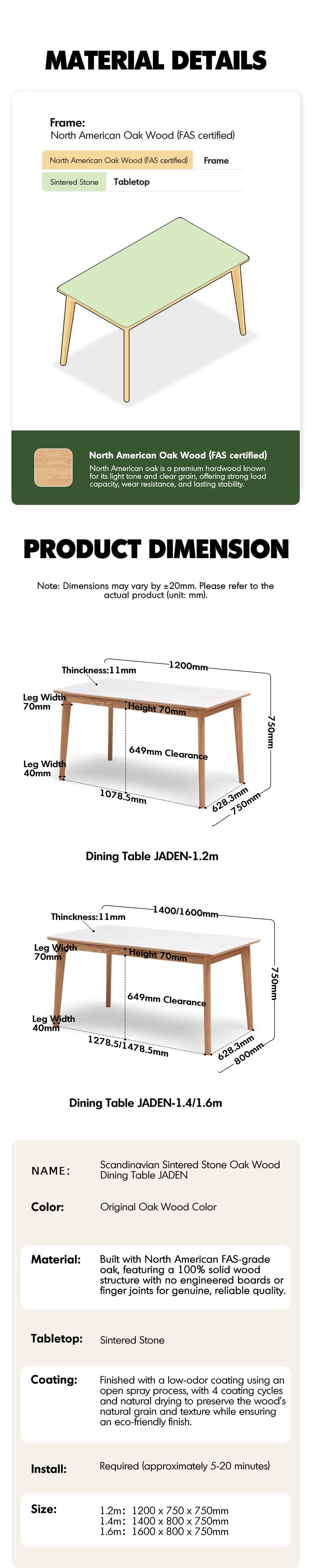 Scandinavian Sintered Stone Oak Wood Dining Table JADEN Good to Know - 6