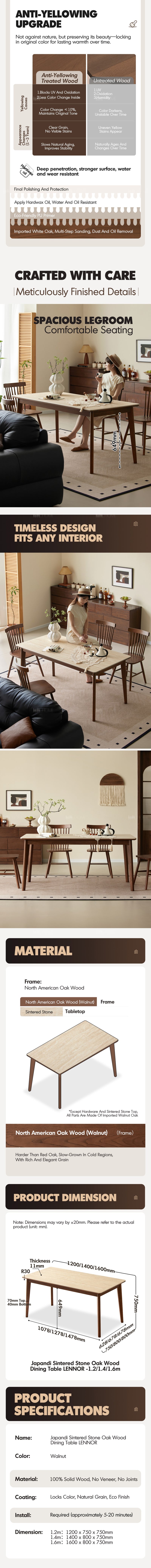 Japandi Sintered Stone Oak Wood Dining Table LENNOR Good to Know - 4