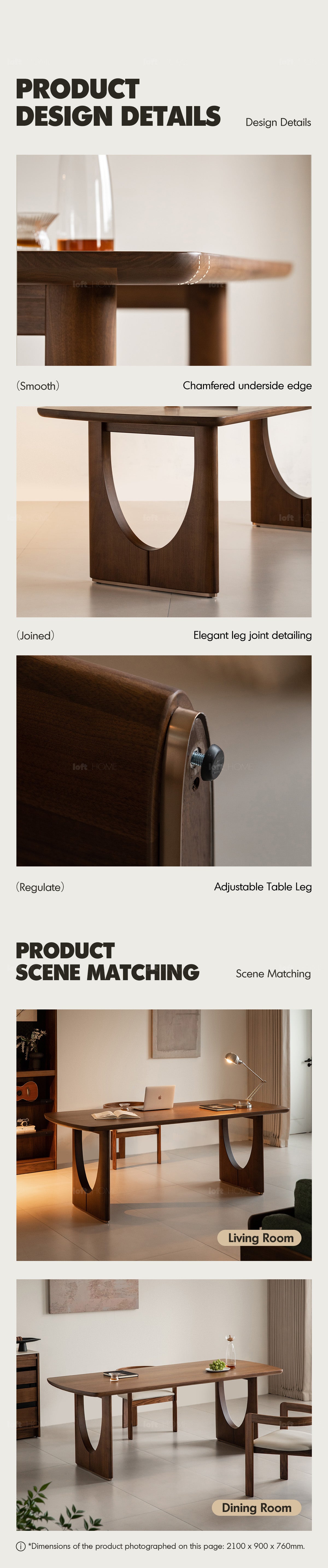 Japandi Walnut Wood Dining Table ROCKWEL Good to Know - 3