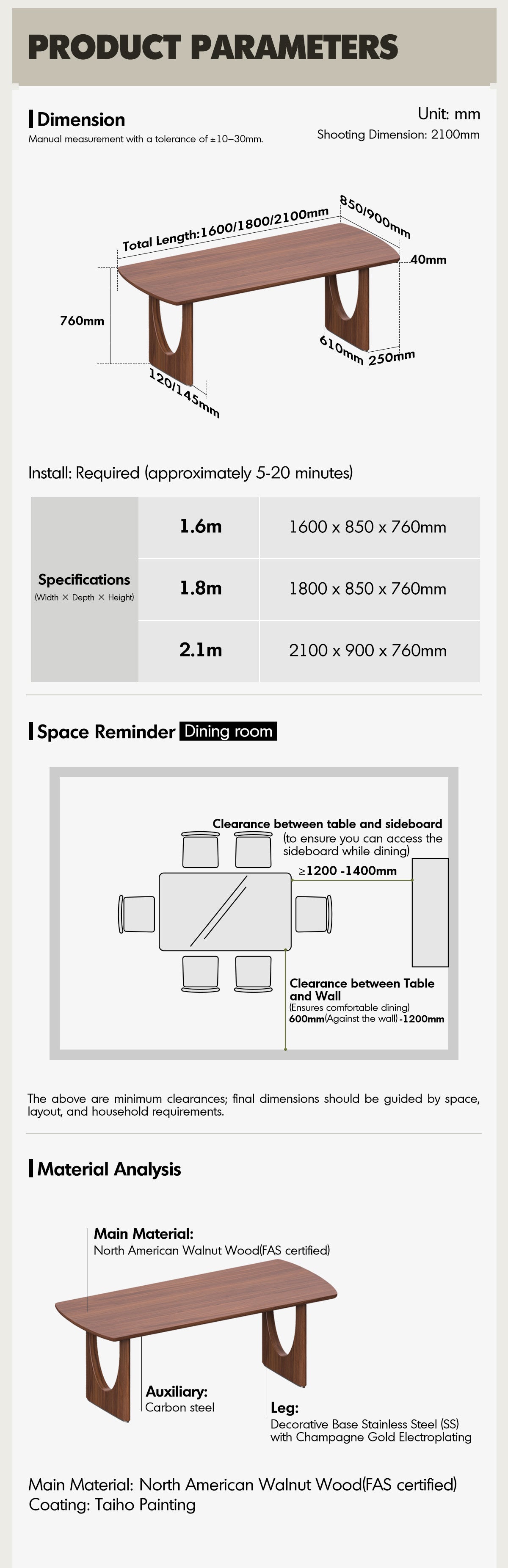 Japandi Walnut Wood Dining Table ROCKWEL Good to Know - 4