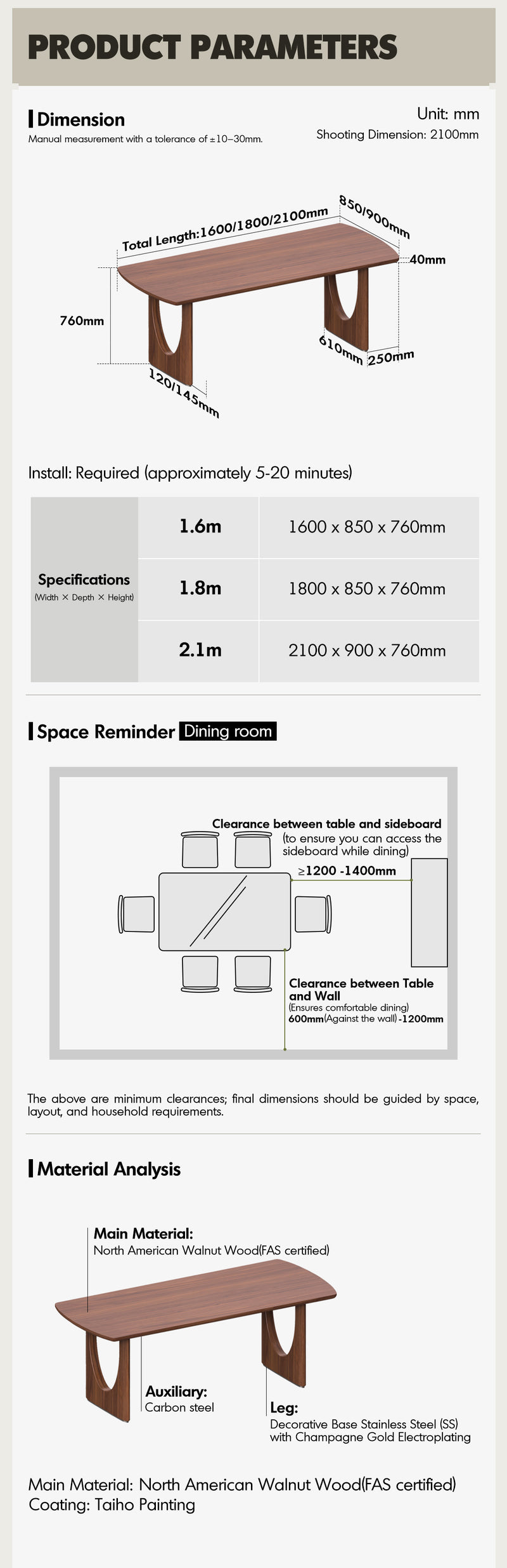 Japandi Walnut Wood Dining Table ROCKWEL Good to Know - 4