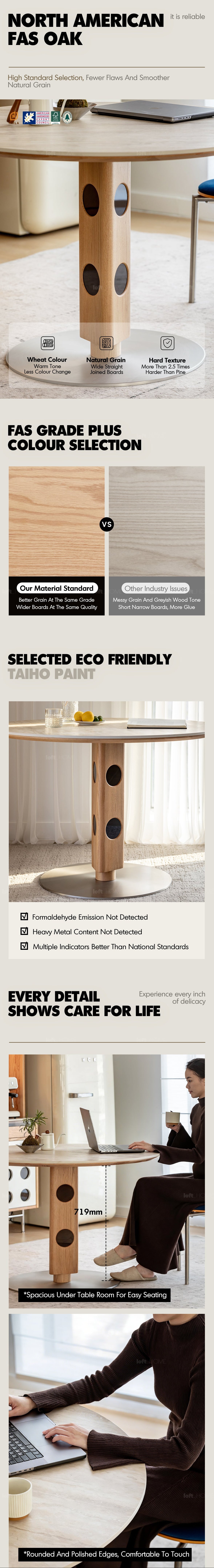 Scandinavian Oak Wood Sintered Stone Round Dining Table TIMELESS Good to Know - 5