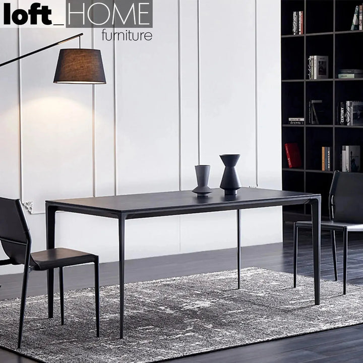 (Fast Delivery) Modern Sintered Stone Dining Table LONG ISLAND BLACK Primary Product