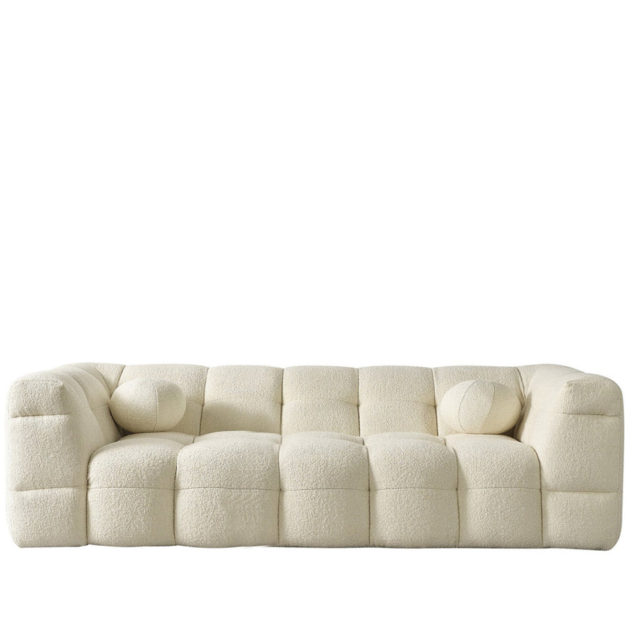 (Fast Delivery) Minimalist Boucle Fabric 3 Seater Sofa BOBA White Background