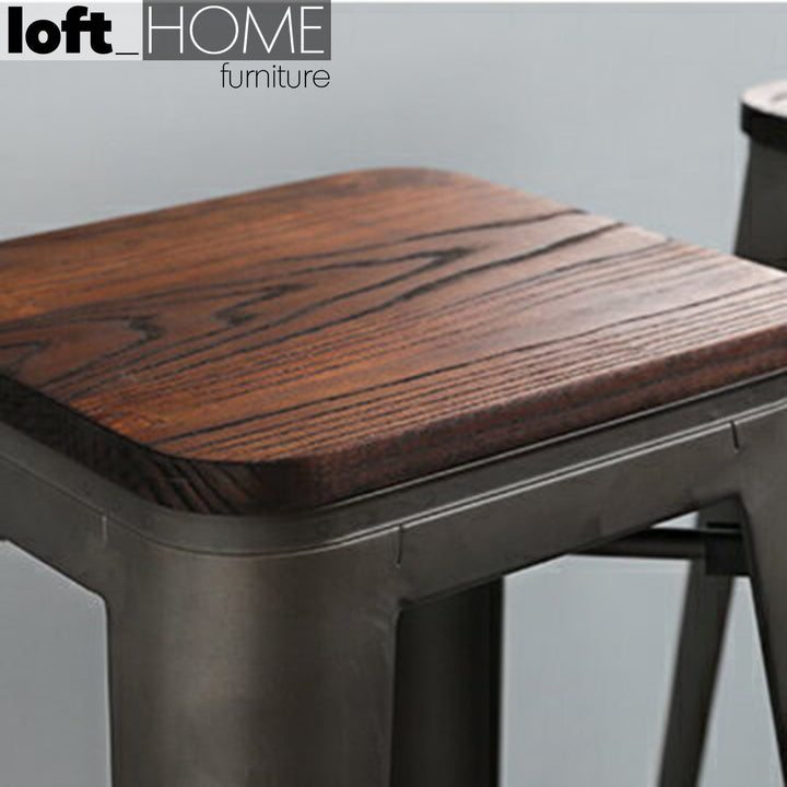 (Fast Delivery) Industrial Elm Wood Bar Stool SANCTUM X Panoramic
