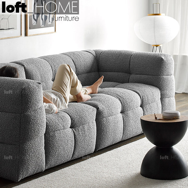 (Fast Delivery) Minimalist Boucle Fabric 3 Seater Sofa BOBA Situational