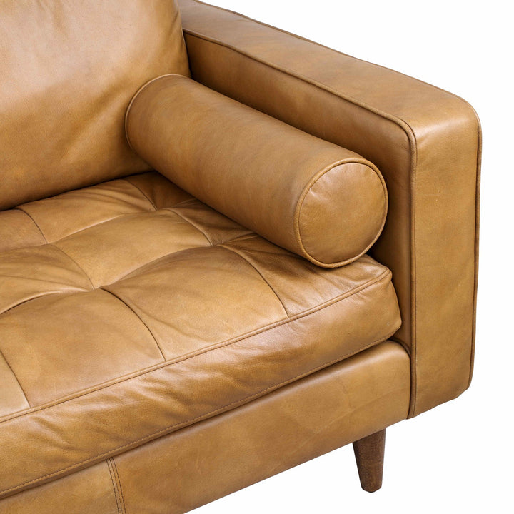 (Fast Delivery) Vintage Genuine Leather 3 Seater Sofa OLGA Detail 1