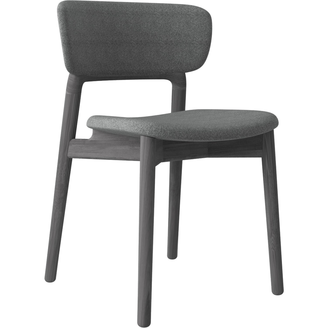 Minimalist Fabric Dining Chair WOOD BLACK White Background