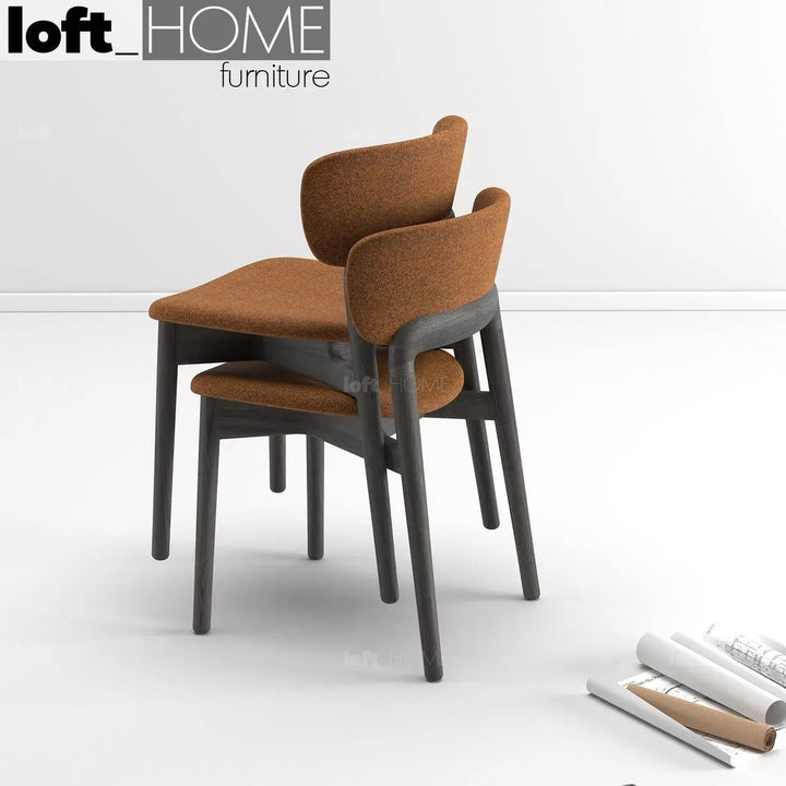 Minimalist fabric dining chair wood black primary product view.