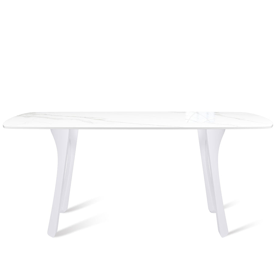 (Fast Delivery) Modern Sintered Stone Dining Table FLY WHITE White Background