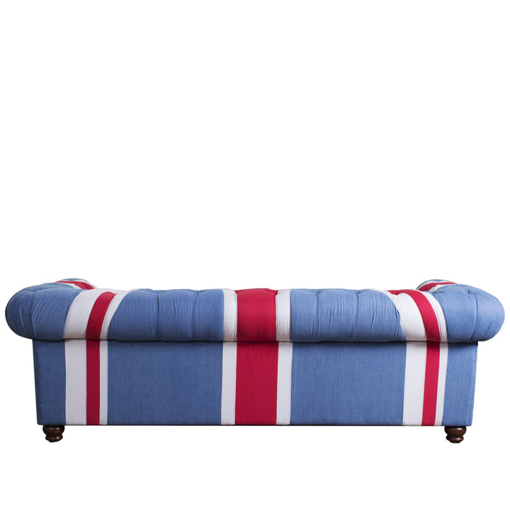 (Fast Delivery) Vintage Denim Fabric 3 Seater Sofa UNION JACK CHESTERFIELD Situational