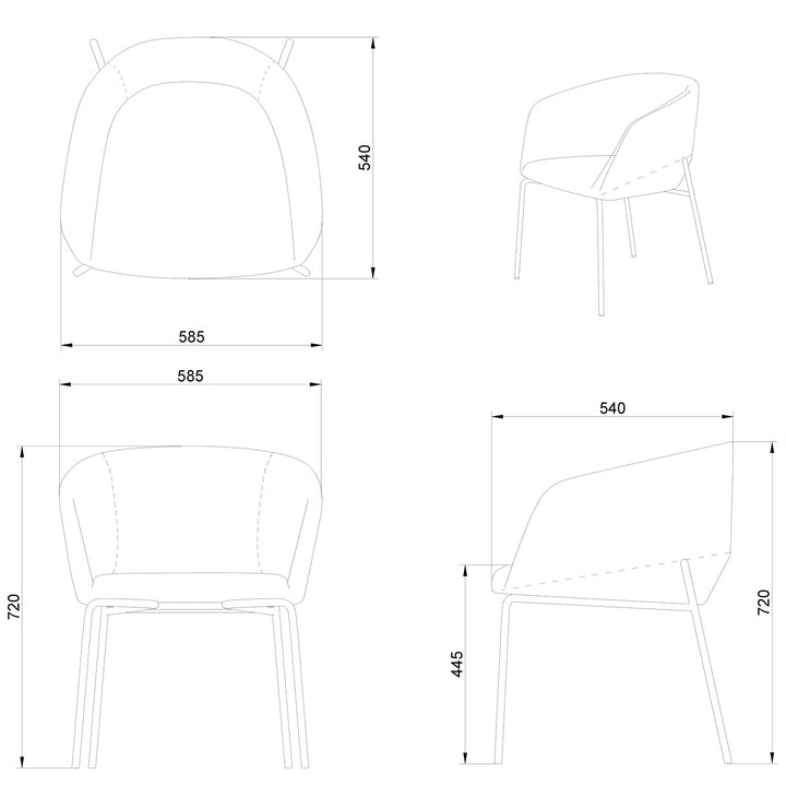 Minimalist Metal Fabric Dining Chair SLICING Color Swatch