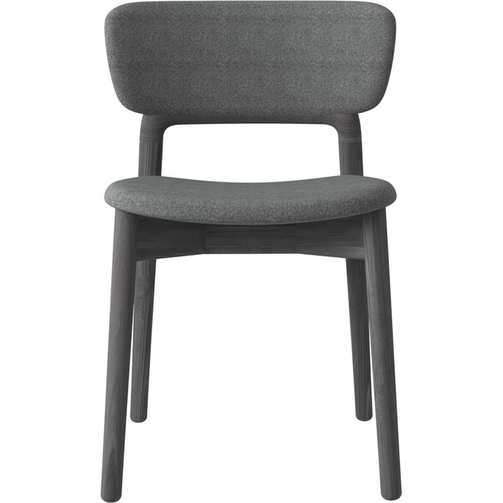 Minimalist Fabric Dining Chair WOOD BLACK In-context