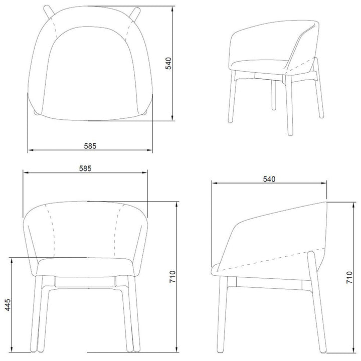 Minimalist Wood Fabric Dining Chair SLICING Size Chart
