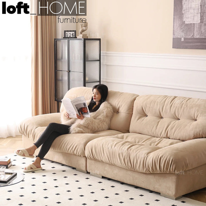 (Fast Delivery) Minimalist Suede Fabric Sofa 4 Seater MILANO Conceptual