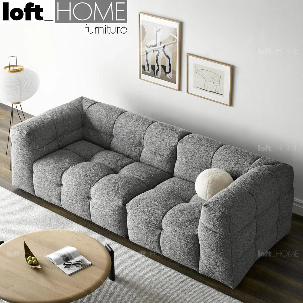 (Fast Delivery) Minimalist Boucle Fabric 3 Seater Sofa BOBA Primary Product