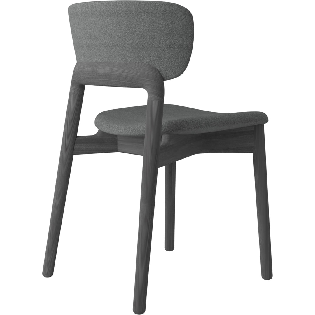 (Fast Delivery) Minimalist Fabric Dining Chair WOOD BLACK Close-up