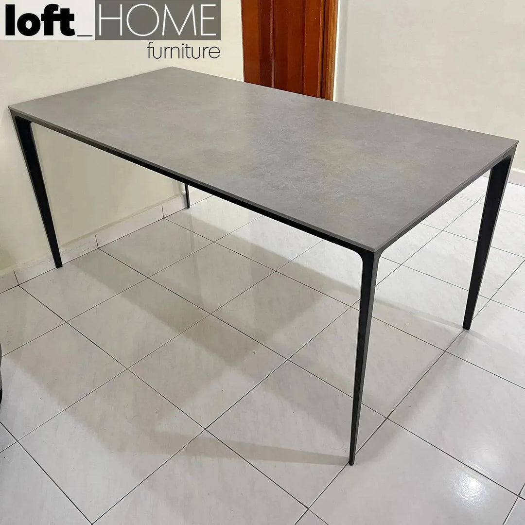 (Fast Delivery) Modern Sintered Stone Dining Table LONG ISLAND BLACK Still Life