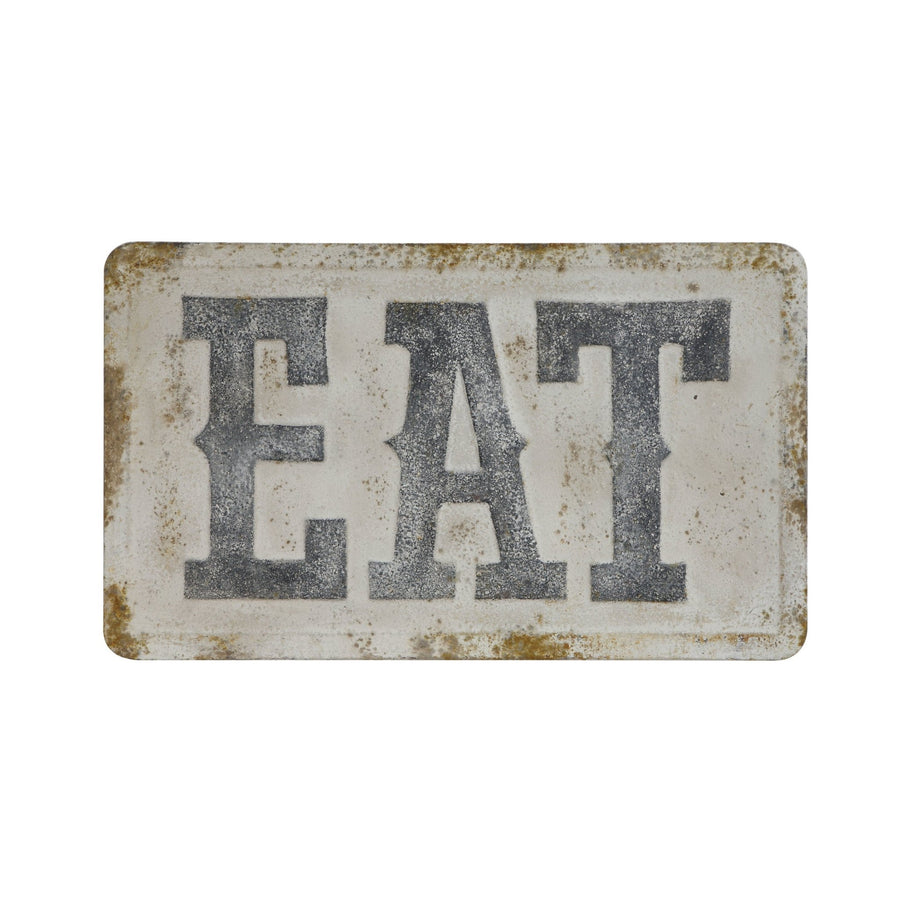 "eat" metal wall decor in white background.