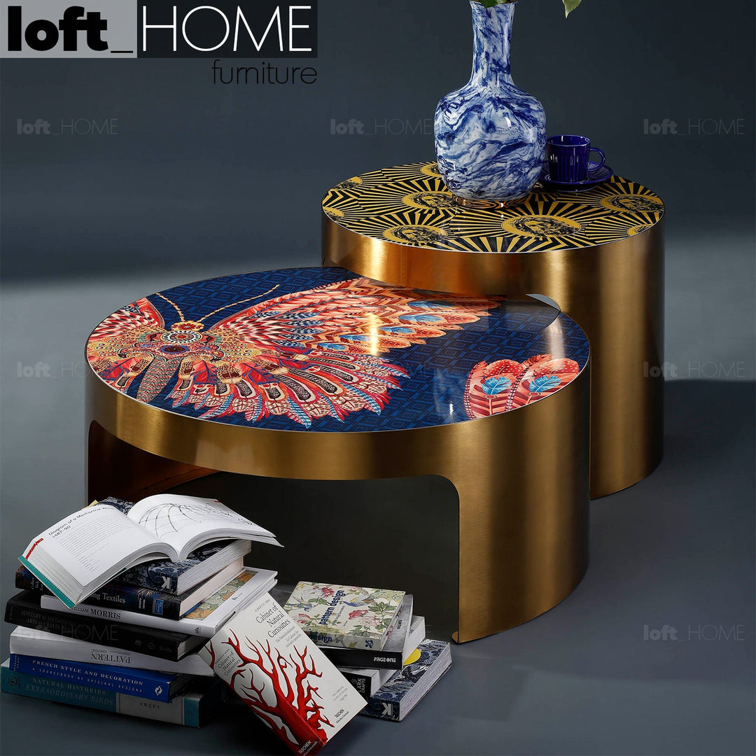 Eclectic steel coffee table butterfly primary product view.