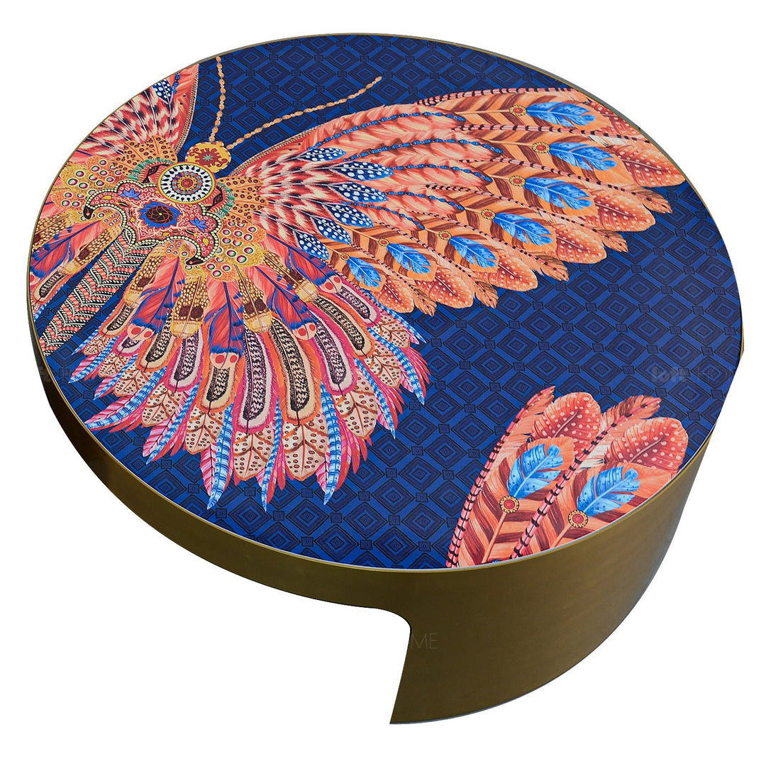 Eclectic steel coffee table butterfly with context.