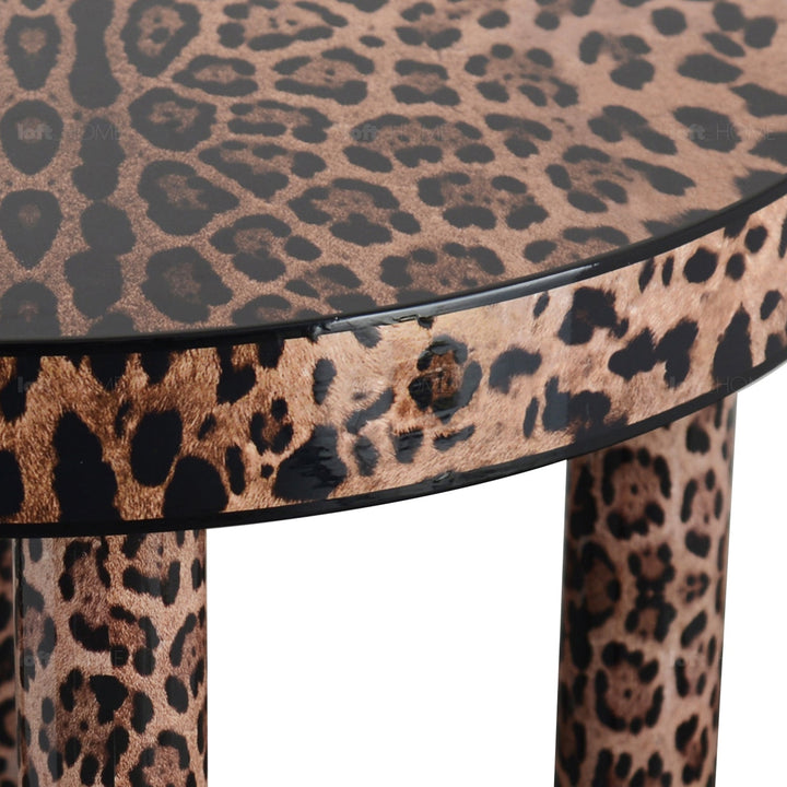 Eclectic wood coffee table leopard situational feels.