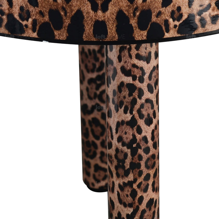 Eclectic wood coffee table leopard conceptual design.