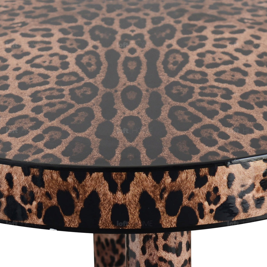 Eclectic wood coffee table leopard environmental situation.