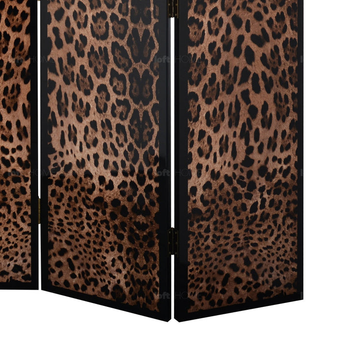 Eclectic wood divider leopard in real life style.