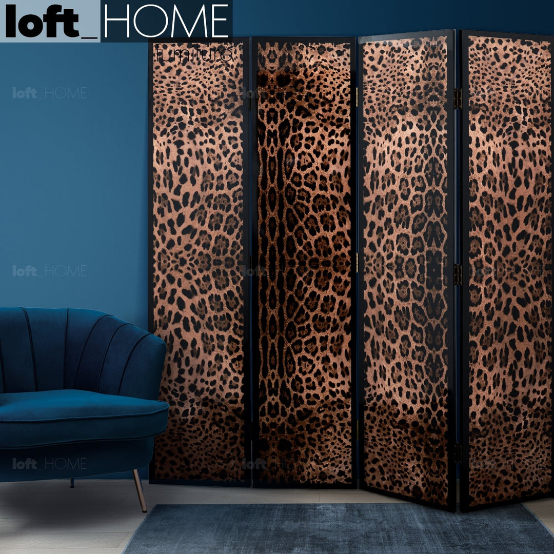 Eclectic wood divider leopard primary product view.