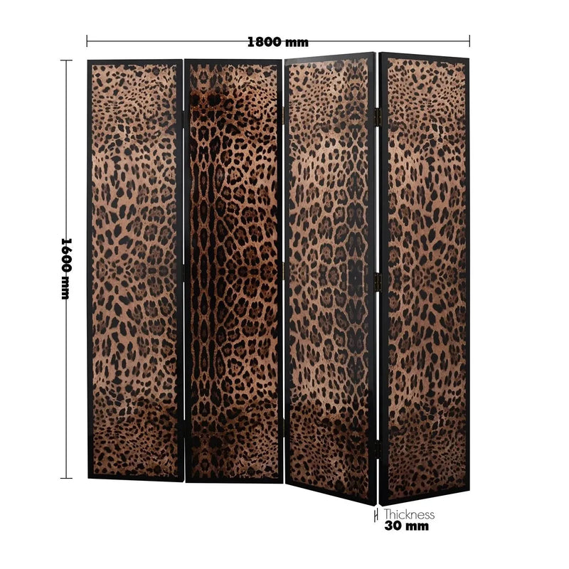 Eclectic wood divider leopard size charts.