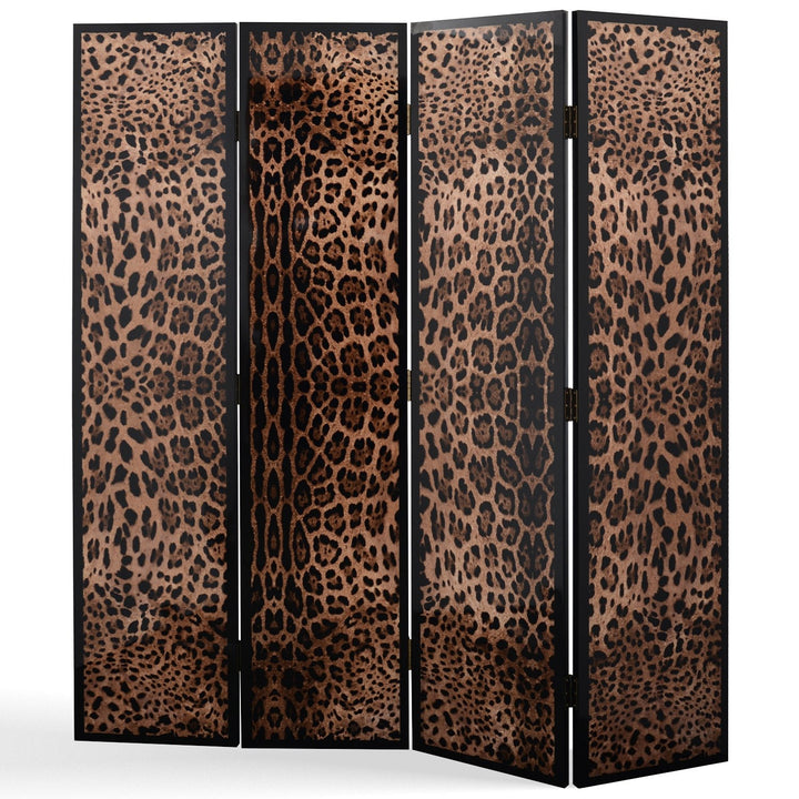 Eclectic wood divider leopard in white background.