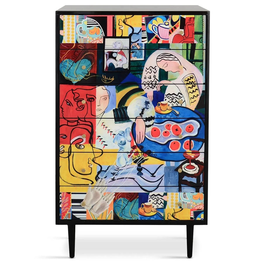 Eclectic Wood Drawer Cabinet ABSTRACT L