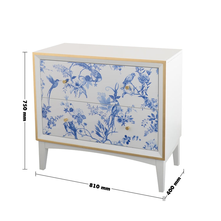 Eclectic Wood Drawer Cabinet DELFT BLUE