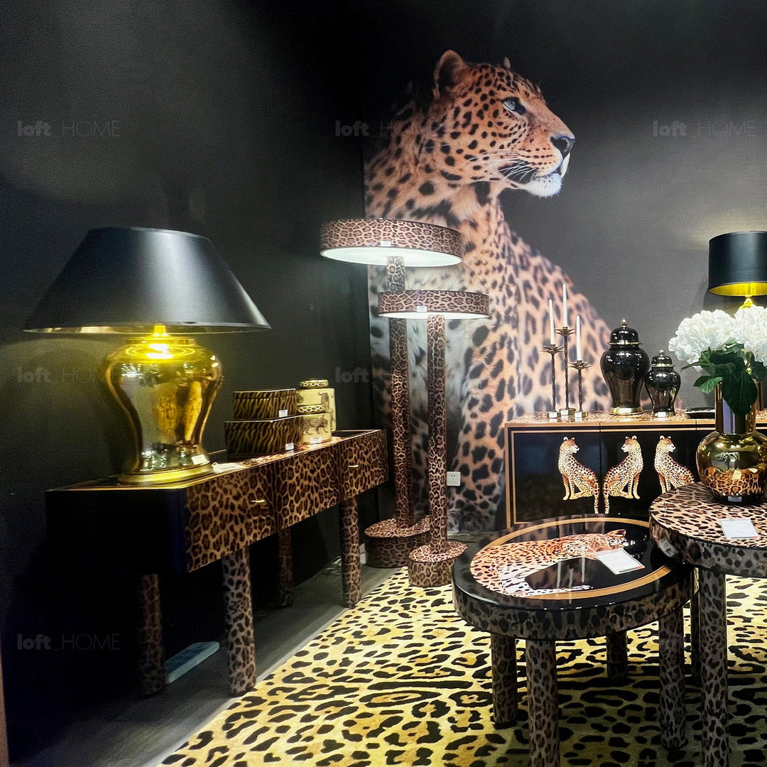 Eclectic Wood Drawer Cabinet High LEOPARD