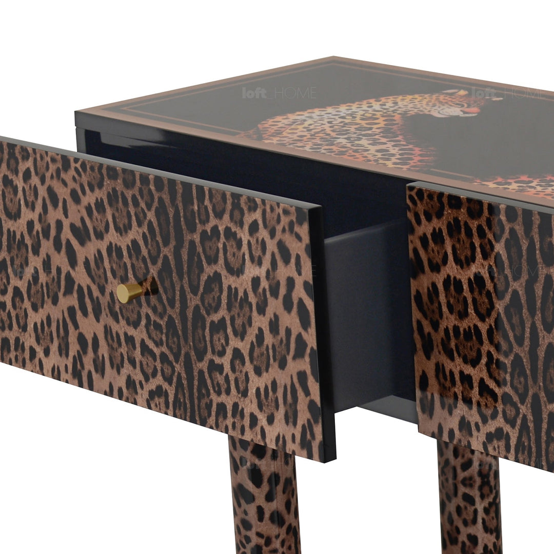 Eclectic Wood Drawer Cabinet High LEOPARD