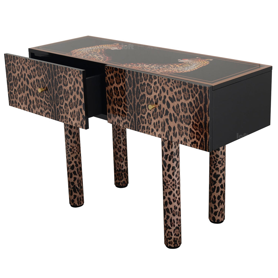 Eclectic Wood Drawer Cabinet High LEOPARD